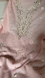badla mukaish and bead work detail on the kurta piece
