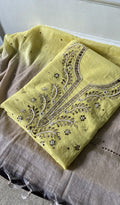 Mahnoor — Yellow Pure Mul Chanderi Chikankari 2 Pc Unstitched Suit Set