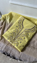 jaali and motif detail, yellow pure mul chanderi