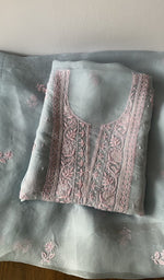 Gala and neckline of the blue kurta