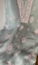 Dupatta laid over the kurta, pure organza silk