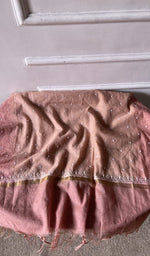 fabric laid out, beige pure mul chanderi