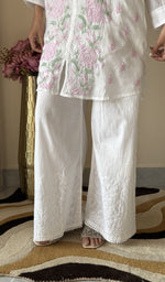 White cotton palazzo on the model