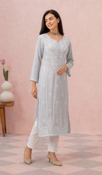 Grey kurti full length, slight turn