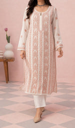 White kurti from the front, styled with a white pant
