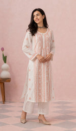 White kurti full length, slight turn