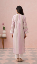 Pink kurti back view on the model