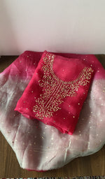 Gala and neckline of the red kurta