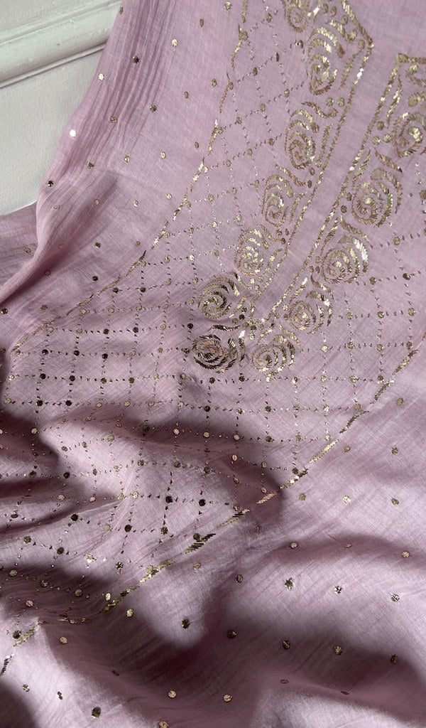 Gala of the lilac kurta piece, worked in fine chikankari