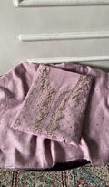Emaan Lilac Mul Chanderi Chikankari 2 Pc Unstitched Suit Set