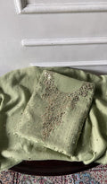 Emaan Pistachio Mul Chanderi Chikankari 2 Pc Unstitched Suit Set