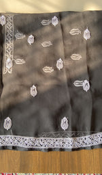 Hand embroidery on black faux georgette