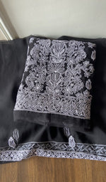 Folded black faux georgette kurta, second view