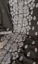 Chikankari worked by hand on faux georgette