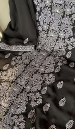 Stitch detail on the black faux georgette kurta
