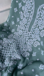 Load image into Gallery viewer, fine chikankari on sea green faux georgette