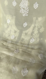 Hand embroidery on cream faux georgette