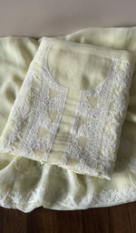 Folded cream faux georgette kurta, second view