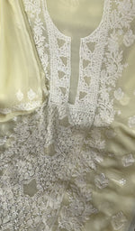 Chikankari worked by hand on faux georgette