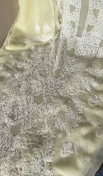 Close view of the cream kurta fabric