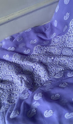 Load image into Gallery viewer, gala and front chikankari on lavender faux georgette