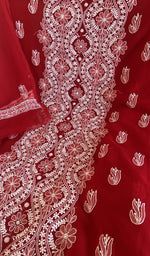 Chikankari worked by hand on faux georgette