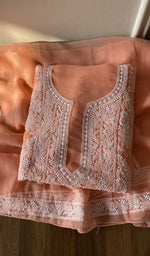 Folded peach faux georgette kurta, second view