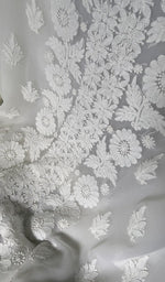 Load image into Gallery viewer, fine chikankari on white faux georgette