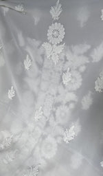 Load image into Gallery viewer, dupatta chikankari detail, white faux georgette