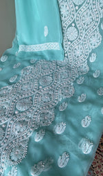 Chikankari worked by hand on faux georgette