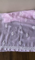 Hand embroidery on lilac faux georgette