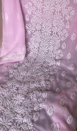Lilac faux georgette laid out flat