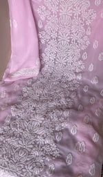 Stitch detail on the lilac faux georgette kurta