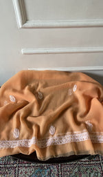 Load image into Gallery viewer, peach faux georgette, full piece laid out
