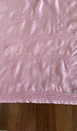 Hand embroidery on lilac muslin