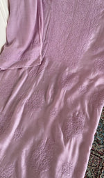 Fine chikankari on the lilac muslin