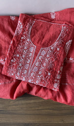 Folded red mul chanderi kurta, second view