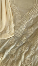 Stitch detail on the cream muslin kurta