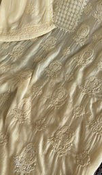 Close view of the cream kurta fabric