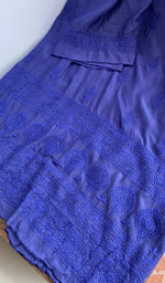 Indigo muslin kurta, close view of the embroidery