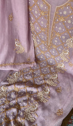 Purple pure mul chanderi dupatta with scattered motifs