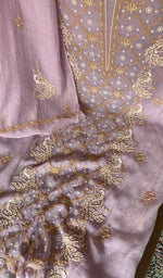 Gala and neckline, fine contrast chikankari with beautiful peacock and lotus