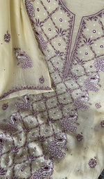 Yellow pure mul chanderi dupatta with scattered motifs