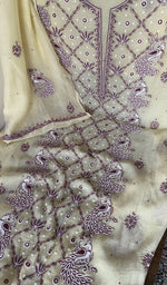 Gala and neckline, fine contrast chikankari with beautiful peacock and lotus