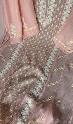Gala and neckline, fine contrast chikankari with beads sequins cutdana on panel