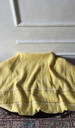 Load image into Gallery viewer, yellow pure mul chanderi, full piece laid out