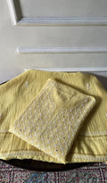 Parisa Yellow Pure Mul Chanderi Chikankari 3 Pc Semi-Stitched Anarkali Suit Set