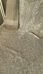 Beige mul chanderi laid out flat