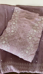 Folded dusty lilac mul chanderi kurta, second view