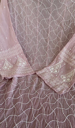 Close view of the dusty lilac kurta fabric